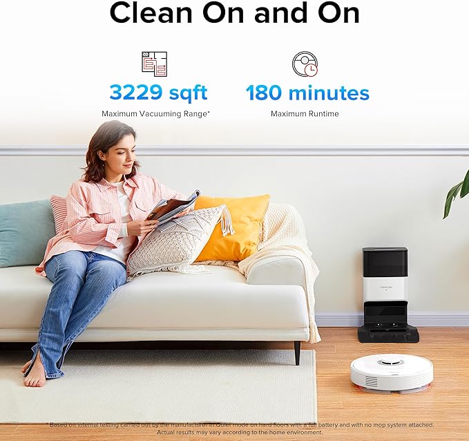roborock Q7 Max+ Robot Vacuum and Mop with Auto-Empty Dock Pure Hands-Free Cleaning for up to 7 Weeks APP-Controlled Mopping 4200Pa Suction No-Mop&ampNo-Go Zones 180mins Runtime(Renewed)