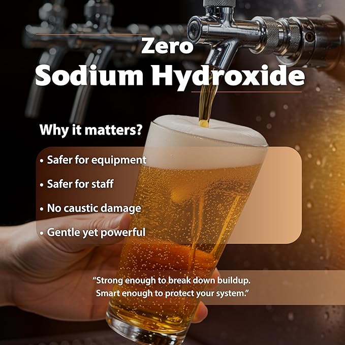 Multi-Enzyme Beer Line Cleaner Liquid - Non-Corrosive Removes Organic Buildup - 1 Gallon
