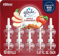 Glade PlugIns Refills Air Freshener Scented and Essential Oils for Home and Bathroom Apple Cinnamon 6.7 Fl Oz 10 Count