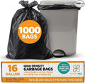 PlasticMill Heavy Duty Trash Bags - Black Garbage Bags - Plastic Trash Bags - Kitchen Bathroom Office Garbage Bags Trash Can Liners - 12-16 Gallon Small Trash Bags 8 Microns 24x33 (1000-Count)