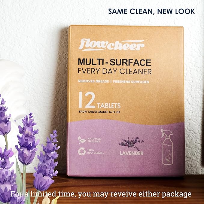flowcheer Multi-Surface Cleaner Reusable Spray Bottles + All Purposes Cleaner Refills-Household&ampKitchen Cleaning-12 Pack Makes 204 fl oz Bottles of Spray Cleaner Lemon and Lavender Scent