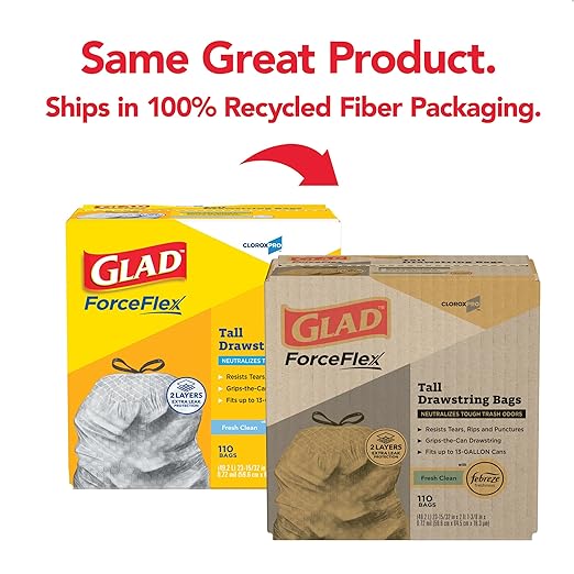 CloroxPro Glad Forceflex Kitchen Trash Bags 13 Gal Fresh Clean 110 Ct Pack of 3 (Pack May Vary)
