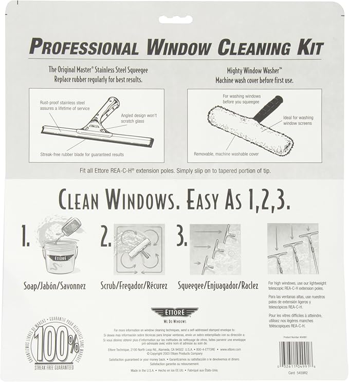 Ettore 04991 Products 2-Step Squeegee Scrubber Combo Blue 12 In