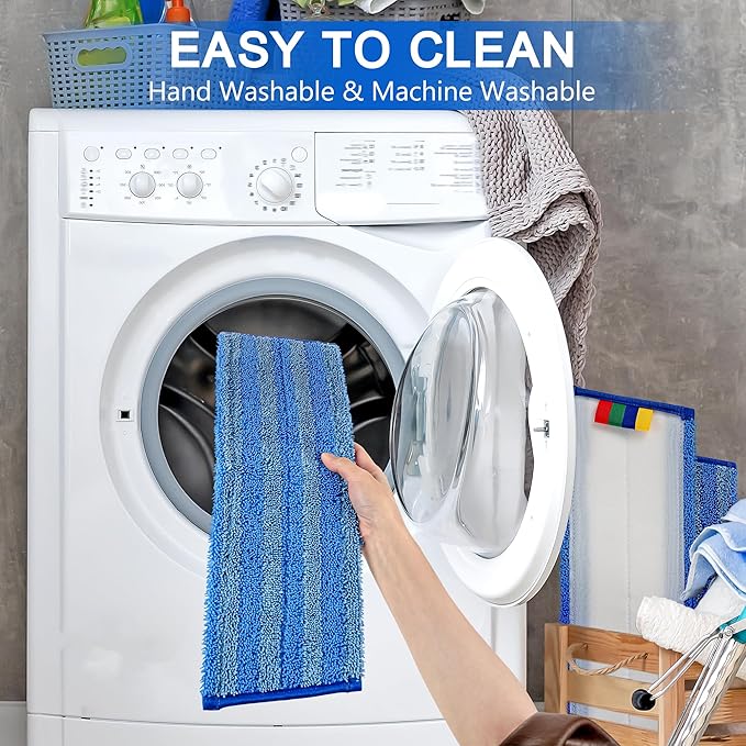 15 Pack Replacement Microfiber Mop Pad – Universal 17-18 Heavy Duty Reusable Refill – Thick Commercial Cleaning Pad for Wet &amp Dry Use - 18in Flat Mop Head (Trapezoid)