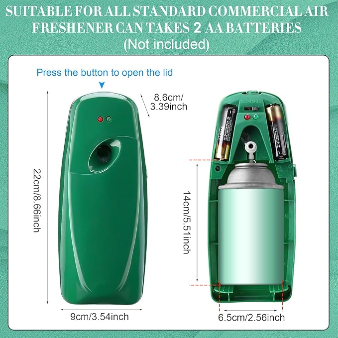 Maxcheck 4 Pcs Automatic Air Freshener Spray Dispenser Wall Mounted Automatic Spray Dispenser Air Freshener for Bathroom Battery Operated Free Standing for Commercial Place and Room (Dark Green)