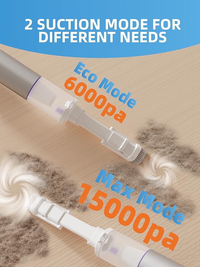 Cordless Car Vacuum 4-in-1 Portable Mini Handheld Vacuum Cleaner with 15000pa High Power 2 Suction Modes &amp Multi-Nozzles for Car Home Office Pet Silver