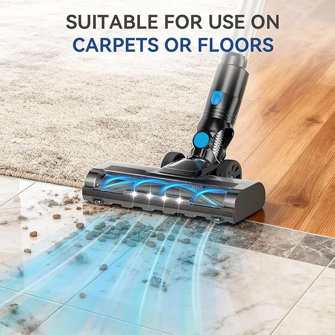 DUMOS Cordless Vacuum Cleaner Lightweight Stick Vacuum Cleaners for Home Powerful Suction &amp LED Lights Rechargeable Battery for Carpets Pet Hair Hardwood Floors