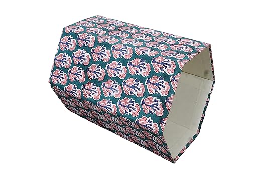 3.3 Gallon Cotton Hand Block Printed Paper Waste Basket |Small Decorative Trash Can for Housewarming Gifts in Living Room Bedroom Bathroom | Eco-Friendly Plastic-Free (1 Green Blue RED Tree)