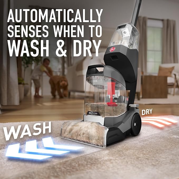 Hoover ONEPWR SmartWash Cordless Carpet Cleaner Machine Deep Cleaning Carpet Shampooer Machine Pair with a Hoover Carpet Cleaner Solution for a Bright Refreshed Home