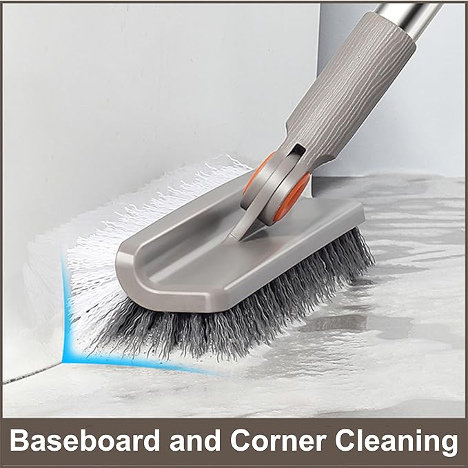 Multifunction 3-in-1 Broom and Dustpan Silicone broom Squeegee and Scrub Brush Set with Long Adjustable Handle for Indoor &amp Outdoor Sweeping and Scrubbing Ideal for Pet Hair Liquids Spills and