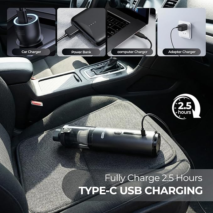 Apical Life Handheld Vacuum Cleaner EV1396 Cordless 100W 16000Pa Strong Suction with 14–24 Min Runtime Multi-Nozzle Design &amp Floor Brush for Home Cleaning Car Detailing &amp Tight Spaces