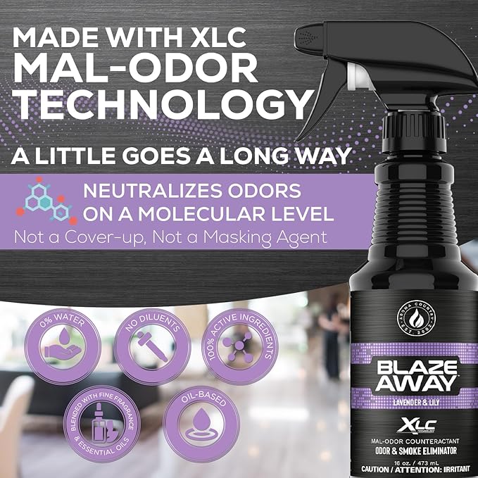 Blaze Away Commercial Air Freshener &amp Odor Eliminator for Strong Odor - Industrial-Grade Room Spray &amp Room Deodorizer for Home Car Smoke &amp Pet Odors - Long-Lasting Odor Absorber Room Fr