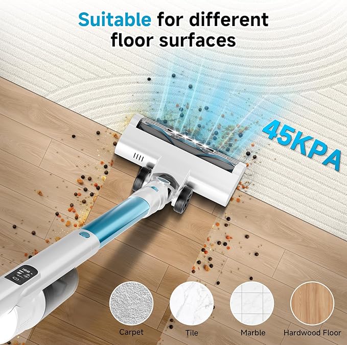 Cordless Stick Vacuum Cleaner with Auto Empty System Self-Charging Base Powerful Suction for Pet Hair on Carpet &amp Hardfloor Lightweight Anti-Tangled Handheld Vacuum HEPA Filtration Blue