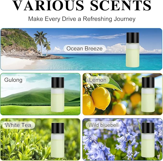 Smart Car Air FreshenerCar Air Freshener DiffuserRechargeable Car Aroma Diffuser3 Level Adjusts Intelligent Car Diffuser3 Bottles PerfumeMen's Fragrance(Blue) 1.8X1.2X1.2inch
