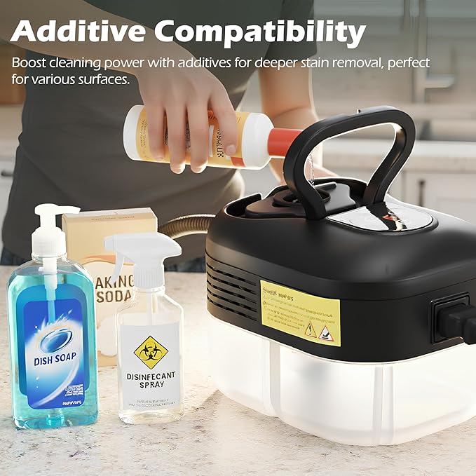 1500W Handheld Steam Cleaner 1.2L 266℉ High Temperature Pressurized Steamer 6 Speeds 3.5Bar Intelligent Touch Panel &amp Spray Gun Control Portable Steam Cleaner for Home