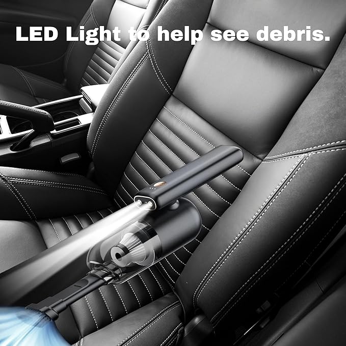 GajetNest Mini Portable Foldable Car Vacuum Cleaner - 20000PA Strong Suction Cordless LED Light Blower &amp Inflator Long-Lasting Battery Compact &amp Lightweight Easy Carry Folding Design (B