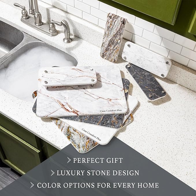 Stone Dish Drying Mat 2 Piece Set Water-Absorbent. Stone Drying Mat For Kitchen Counter [Quick Drying] Diatomaceous Earth Dish Drying Mat Contains Large &amp Small Stone Drying Tray. L11.75 x W15.