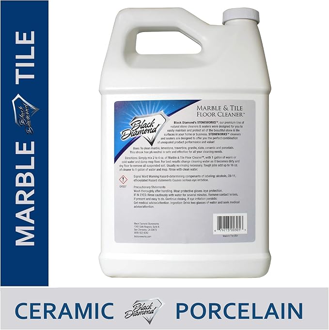Black Diamond Stoneworks MARBLE &amp TILE FLOOR CLEANER. Great for Ceramic Porcelain Natural Stone No-rinse Concentrate.(1-Gallon) AND Ultimate Grout Cleaner: for Even The Dirtiest Grout2-QT-Brus