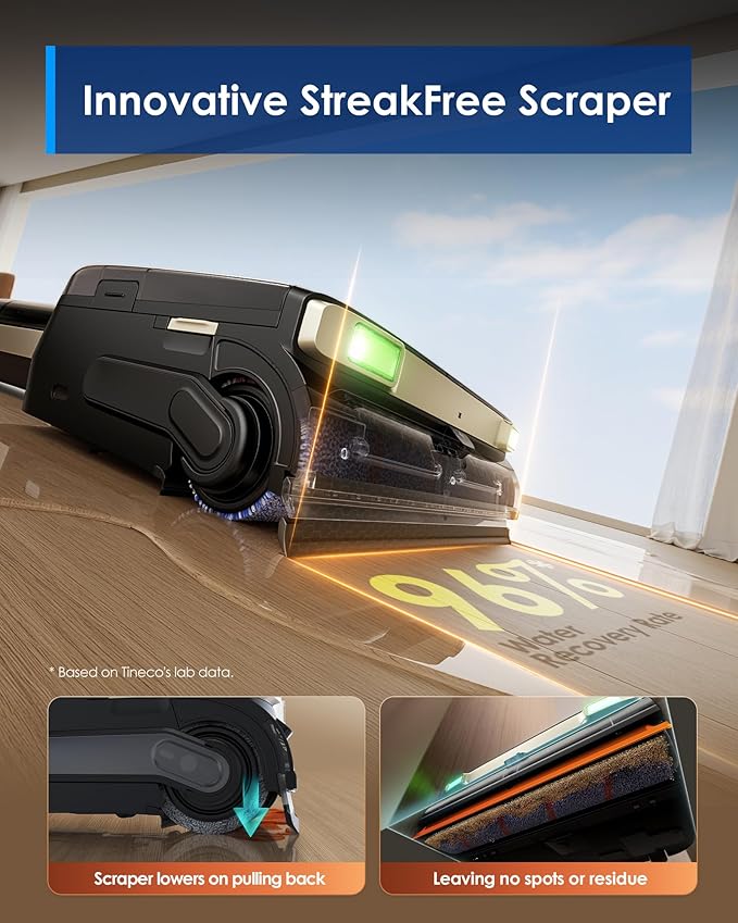 Tineco Floor ONE S9 Master Wet Dry Vacuum Cleaner ThermoBlast Tech &amp Hot Water Vacuum Mop 23kPa Suction 65 Min Runtime 185°F Flashdry 3.9inch Ultra-Slim Stretch Mop