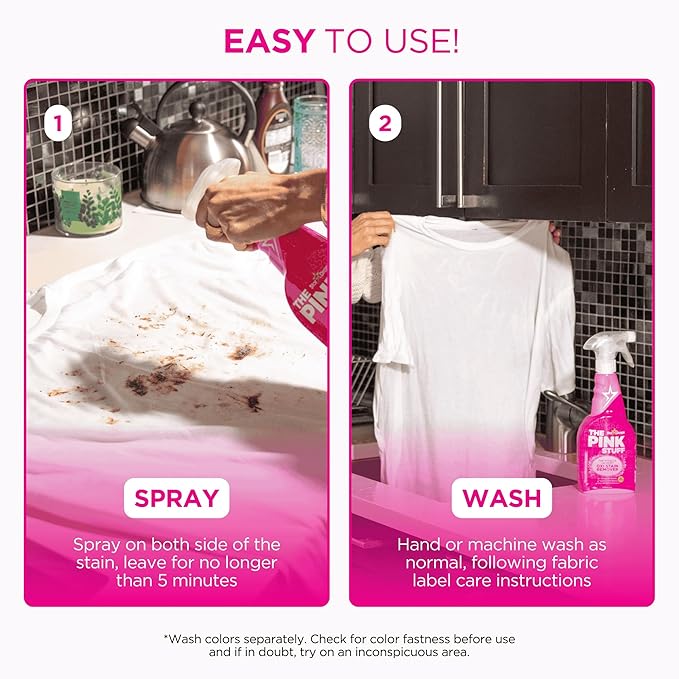 Stardrops - The Pink Stuff - The Miracle Laundry Stain Removing Kit - Oxi Powder Whites - Oxi Colors - Oxi Stain Spray (1 White's Powder 1 Color's Powder 1 Stain Remover) 3 Piece Set (PSLWCS)