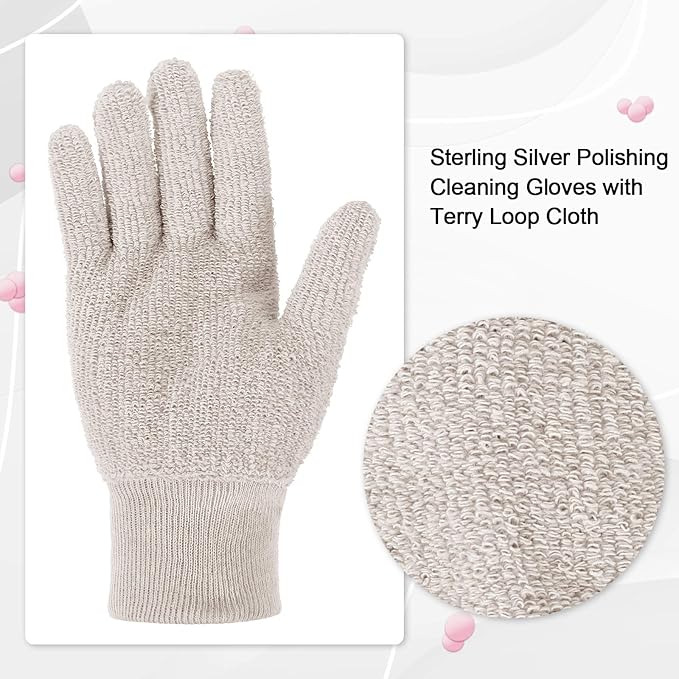 Syhood 3 Pairs Silver Polishing Cleaning Gloves Jewelry Polishing Anti-Tarnish Removal Gloves for Jewelry Gold Brass Copper Blinds Debris Ring Stainless Metal