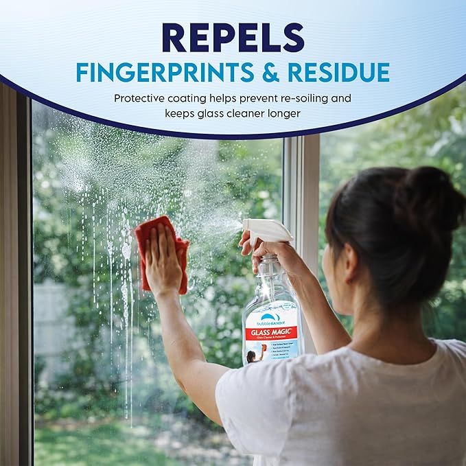 Glass Cleaner Spray Bottle 23 Fl Oz | Streak Free Window Cleaner | Fresh Scent Removes Fingerprints Dust Dirt Smoke Film Ammonia Free