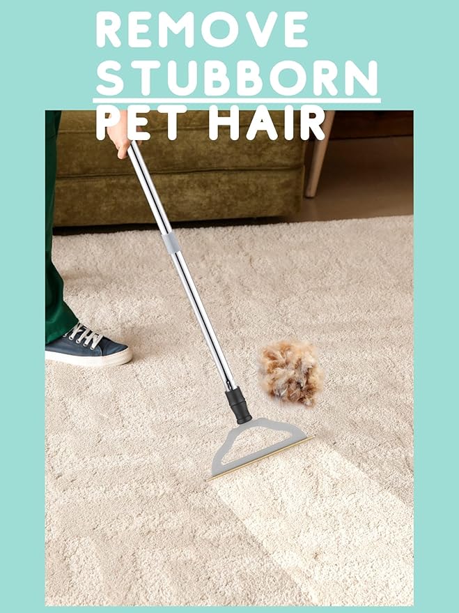 Pet Hair Remover for Carpets Adjustable Long Handle Carpet Rake for Dog Cat Hair Removal Powerful Carpet Hair Removal Broom Reusable Large Fur Scraper Tool