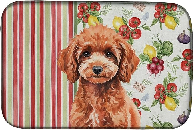Caroline's Treasures Miniature Red Poodle Vegetables Dish Drying Mat Absorbent Dish Drying Mat Pad for Kitchen Counter Dish Drainer Mat for Countertop 14 x 21 Multicolor