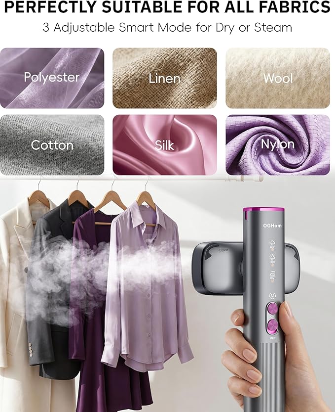 OGHom Steamer for Clothes 110-240V Travel Steamer &amp Iron 2 in 1 1000W Powerful Steam Portable Handheld Garment Wrinkle Remover 30s Fast Heat-Up with Dry &amp 2-Steam Control for Global &amp