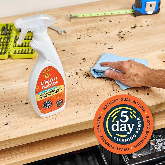 Pre + Probiotic Multi-Purpose Cleaning Spray Five Day Clean Reduces Grime and Odors 16 Fl Oz per Bottle (4 Pack)