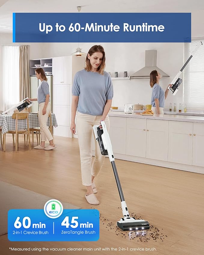 Tineco A30S Cordless Vacuum Cleaner 160W Suction 60Min Runtime 1L Larger Dustbin ZeroTangle Brush PureCyclone Tech Stick Vacuum Cleaner for Pet Hair Carpet &amp Hard Floor
