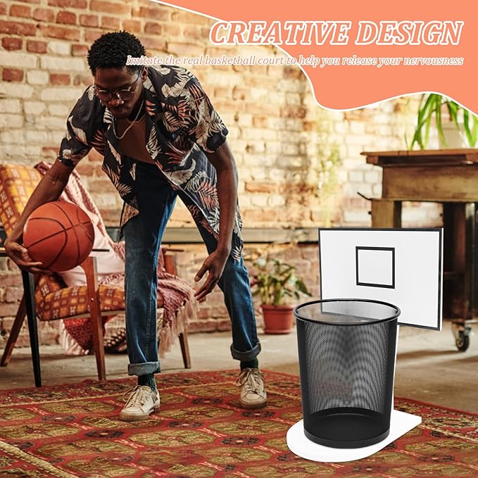 Basketball Hoop Trash Can Basketball Trash Can Holder Net Garbage Waste Basket Bin Fun Throwing Basketball Hoop Laundry Basket for Boys Room Decor Office Gym Party Gifts