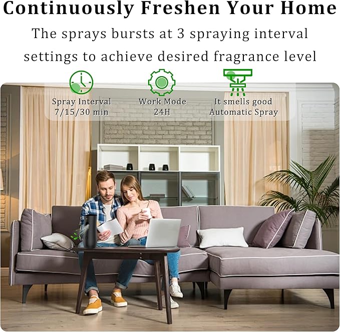 Automatic Air Freshener Spray Dispenser (6-Pack) Free Standing or Wall Mounted Adjustable Aromatherapy Machines for Home Indoor Bathrooms Offices Hotels and Commercial Places (Black001)