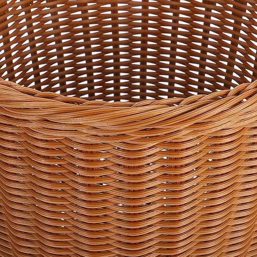 Zerodeko Woven Rattan Trash Can Open Wastebasket 29x29cm Imitated Rattan Style Home Rubbish Storage Container for Kitchen Bathroom Bedroom
