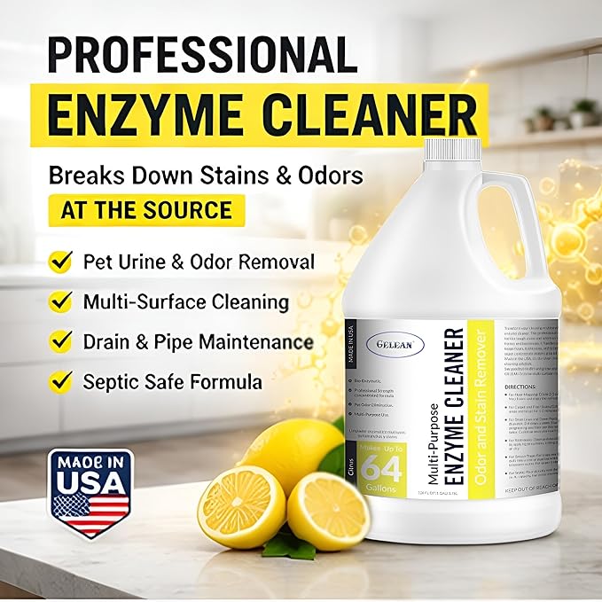 Multi-Purpose Probiotic Enzyme Cleaner (128 oz Citrus) - Pet Stain and Odor Remover - Concentrated - Professional &amp Home Strength Drains Floors Bathrooms Toilets Trash Can Made in USA