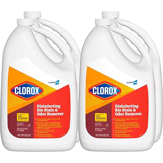CloroxPro Clorox Disinfecting Bio Stain and Odor Remover Refill 128 Fluid Ounces Pack of 4 (Packaging May Vary)