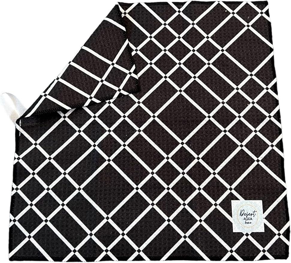 Waffle Weave Microfiber Dish Cloths || 5 Pack || Highly Absorbent || Quick Drying || Soft Premium Microfiber Cleaning Cloth || 12x12 inches (Black Multi)