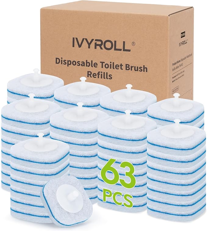 Toilet Bowl Cleaner Wand Refills Compatible with CLOROX 63 Count Disposable Toilet Brush Refills Replacement Heads for Toilet Cleaning System