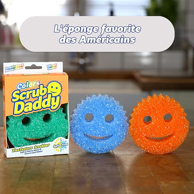 Scrub Daddy Colors - Color Code Cleaning FlexTexture Soft in Warm Water Firm in Cold Deep Cleaning Dishwasher Safe Multi-use Scratch Free Odor Resistant Functional Ergonomic 4ct Roll