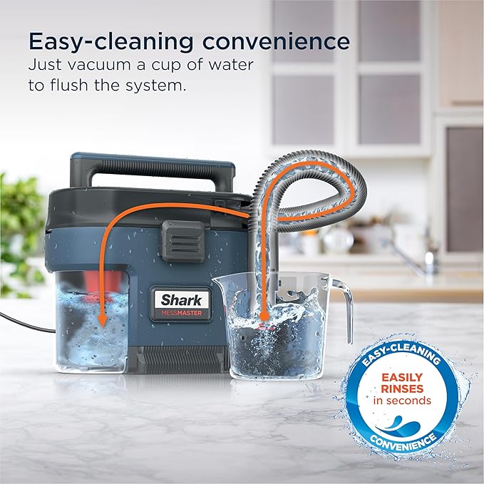 Shark VS101 MessMaster Portable Wet Dry Vacuum 1 Gallon Capacity Corded Perfect for Pets &amp Cars AnyBag Tech Self-Cleaning Ultra-Powerful Suction for Tough Wet &amp Dry Messes Blue