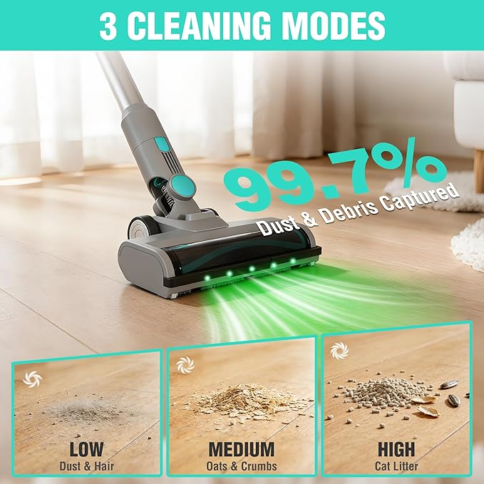 HAUSHOF Cordless Vacuum Cleaner with Auto Empty Station 250W Motor HEPA Filter Anti-Tangle Brushroll Stick Vacuum for Pet Hair Hardwood Floors Carpets