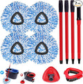 4 Packs Spin Mop Replacement Heads Compatible with Oceda RinseClean 2-Tank System 4-Section Rotatable 30-58 Mop HandleMop Scrub Brush and Base Combo SetMop Refills Easy to Replace and Cleaning