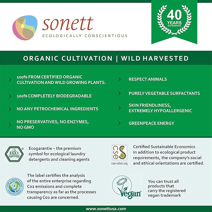 Sonett Organic Stain Removers Spray for clothes effective against fruit Cocoa Ballpoint Grease stains for delicate textiles of Wool and Silk (6 Count)
