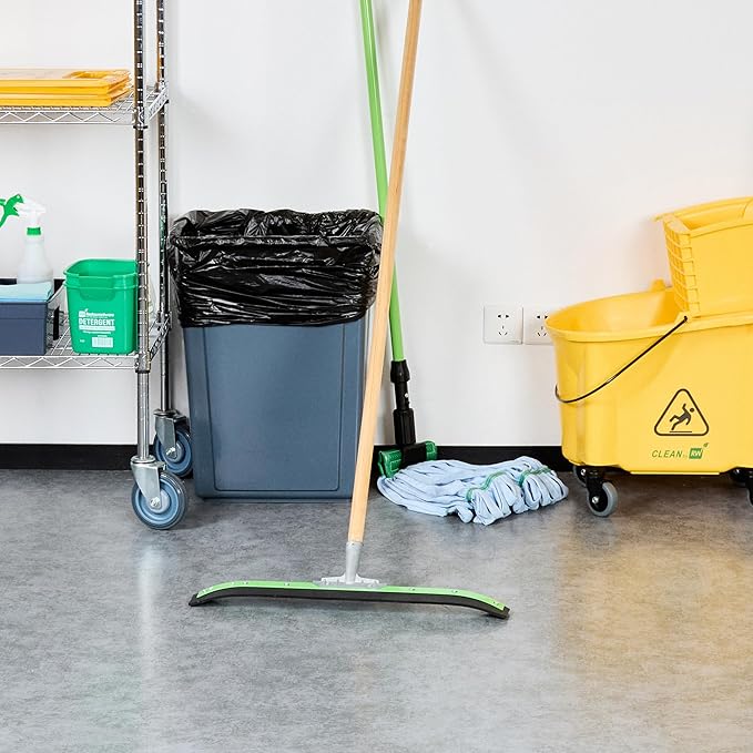 Restaurantware-SQUEEGEE ONLY: Clean Tek Professional 24 Inch Curved Floor Squeegee 1 Broom With Rubber Blade - Handle Sold Separately Heavy-Duty Green Steel Wiper Ideal For Floor Tiles