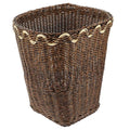 TEHAUX Woven Trash Basket Pastoral Style Garbage Bin for Bathroom Natural Plastic Wastebasket Decorative Woven Container for Office and Home Use