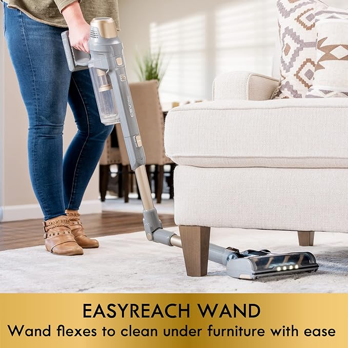 Kenmore DS4095 Brushless Cordless Stick Vacuum with EasyReach Wand Lightweight Cleaner 2-Speed Power Control LED Headlight Converts to Handheld for Hardwood Floors Carpet &amp Pet HairGold