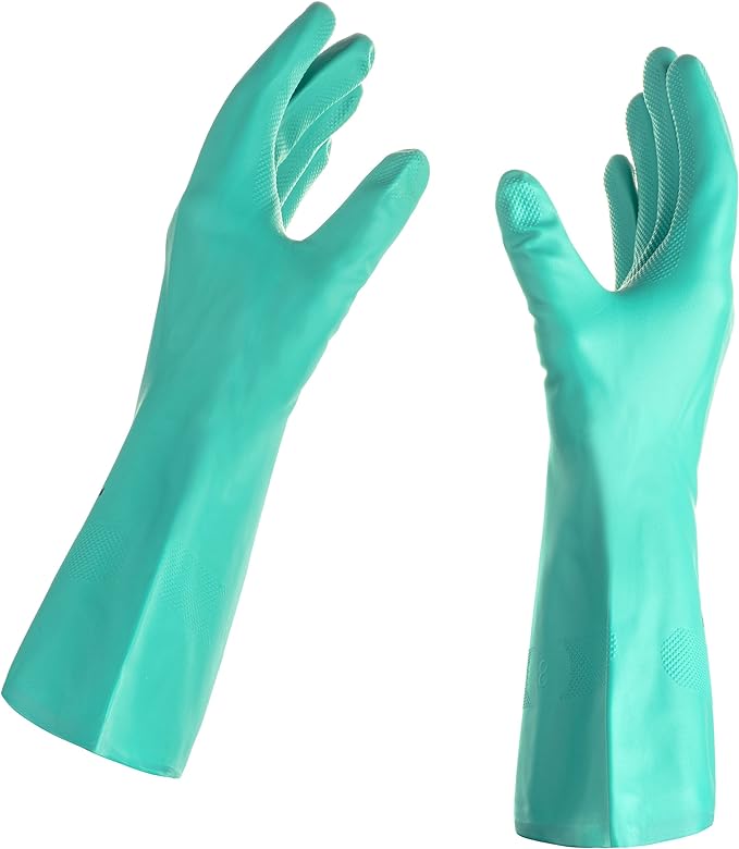 TUSKO PRODUCTS Best Nitrile Rubber Cleaning Household Dishwashing Gloves Latex Free Vinyl Free Reusable not Disposable Extra Small XS (12 Pairs)