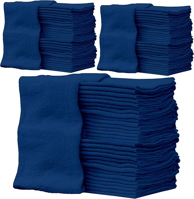 ZUPERIA Cotton Shop Towel – Multipurpose Cleaning Cloths (14 x 12 - Pack of 150 - Blue) Reusable Shop Rags for Automobiles Industrial Restaurants Garage and Homes