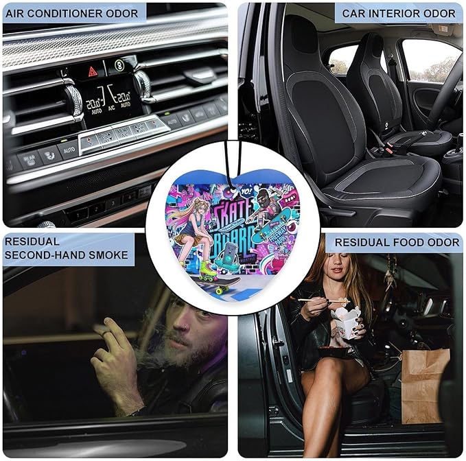 5PCS Car Air Freshener Hanging Personalized Double Sided Skate Girl Car Fresheners Long Lasting New Cars Scents Cute Automotive Freshies for Closets Drawers (tea)