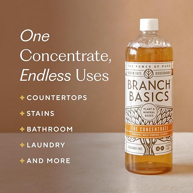 Branch Basics Premium Starter Kit: All Purpose Cleaner Glass and Bathroom Cleaner plus our Foaming Wash and Laundry Bottle (3 Plastic Spray Bottles + Concentrate) Fragrance-Free